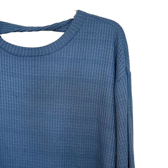1. State Blue Back Twist Waffle Knit Long Sleeve Top Size Small - Picture 4 of 7